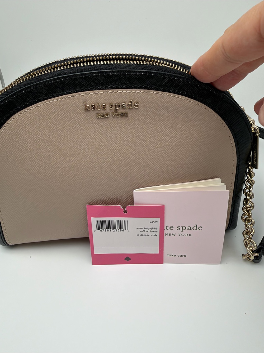 kate spade Two-Tone Cream and Black Dome Crossbody with Gold Chain - Picture 2 of 14